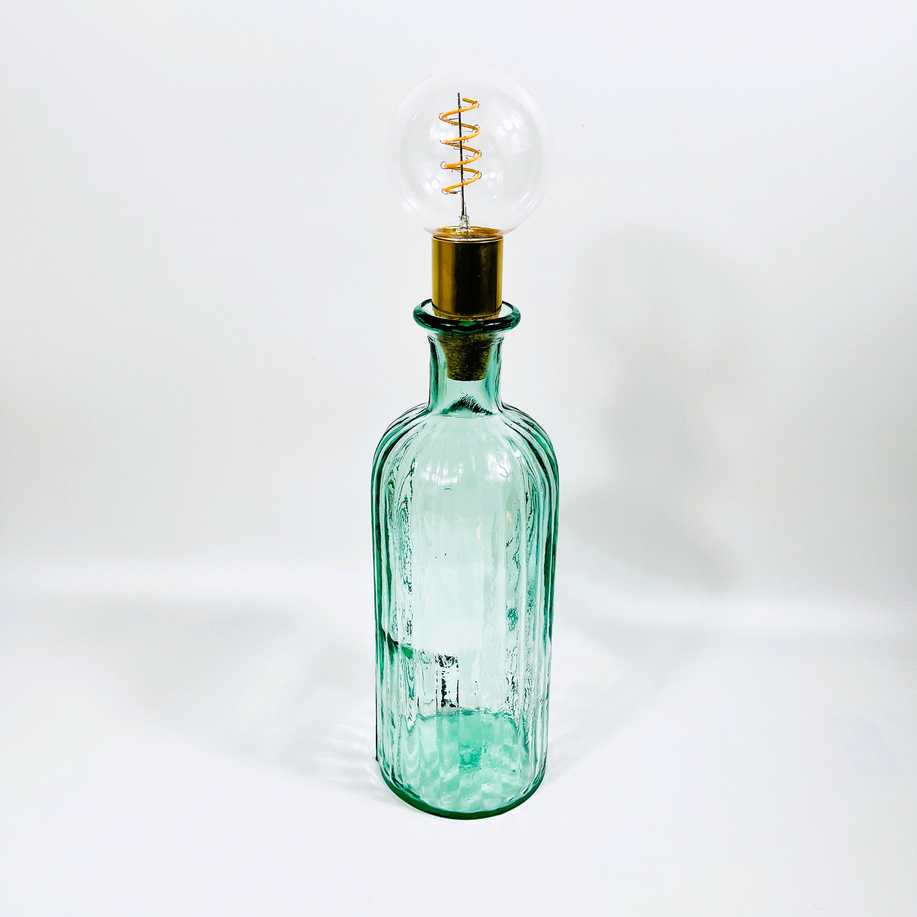 Cordless LED Ripple Bottle Light with Cork & Brass Holder