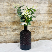 Recycled Glass Diamond Pattern Bottle Vase 22cm