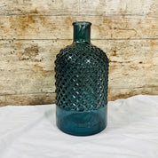 Recycled Glass Diamond Pattern Bottle Vase 22cm