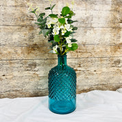 Recycled Glass Diamond Pattern Bottle Vase 22cm
