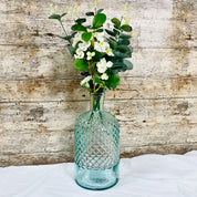Recycled Glass Diamond Pattern Bottle Vase 22cm