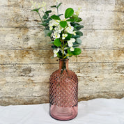 Recycled Glass Diamond Pattern Bottle Vase 22cm