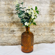 Recycled Glass Diamond Pattern Bottle Vase 22cm