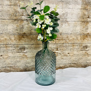Recycled Glass Diamond Pattern Bottle Vase 22cm