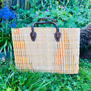 Moroccan Handmade Basket Orange Reed Tote