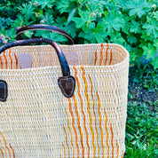 Moroccan Handmade Basket Orange Reed Tote