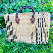 Moroccan Handmade Basket Black Reed Tote