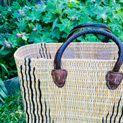 Moroccan Handmade Basket Black Reed Tote