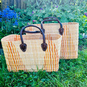 Moroccan Handmade Basket Orange Reed Tote