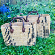 Moroccan Handmade Basket Black Reed Tote
