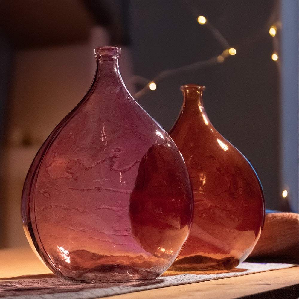 Recycled Glass Large Garrafa Blown Bottle Vase 56cm