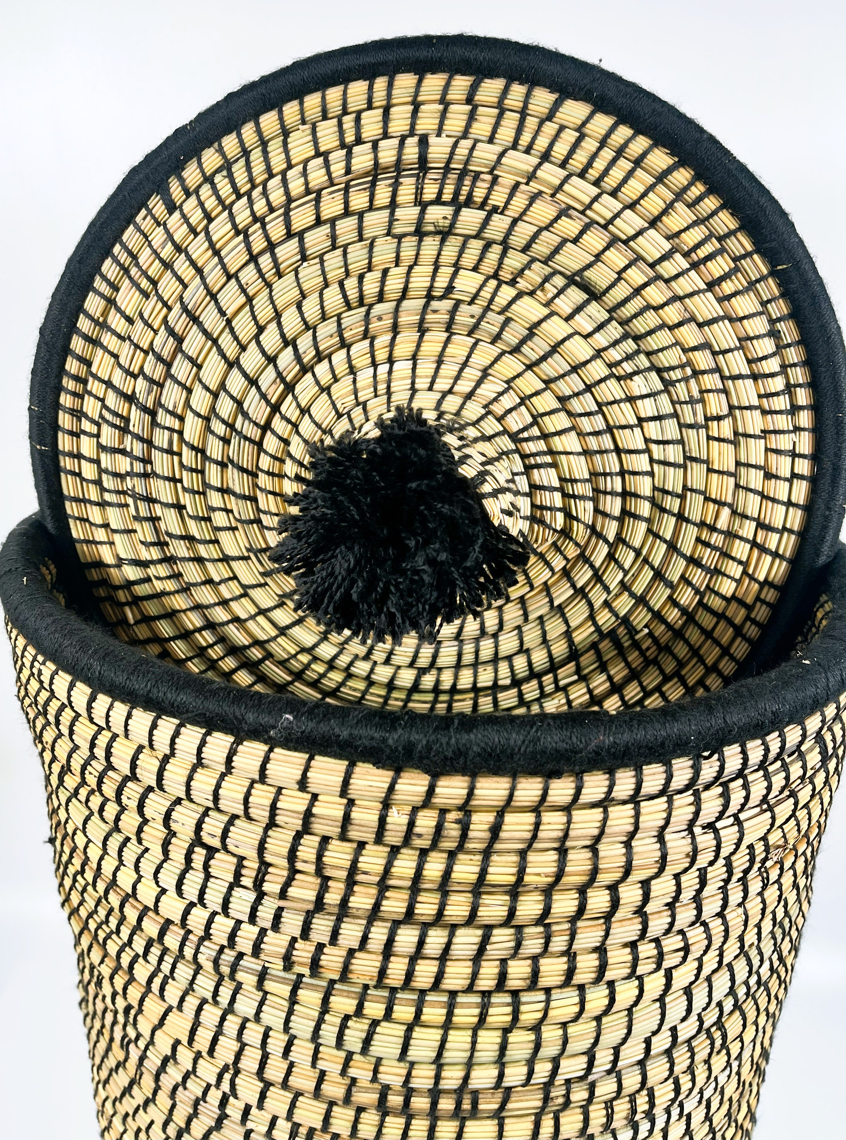 Moroccan Handmade Laundry Storage Basket with Lid