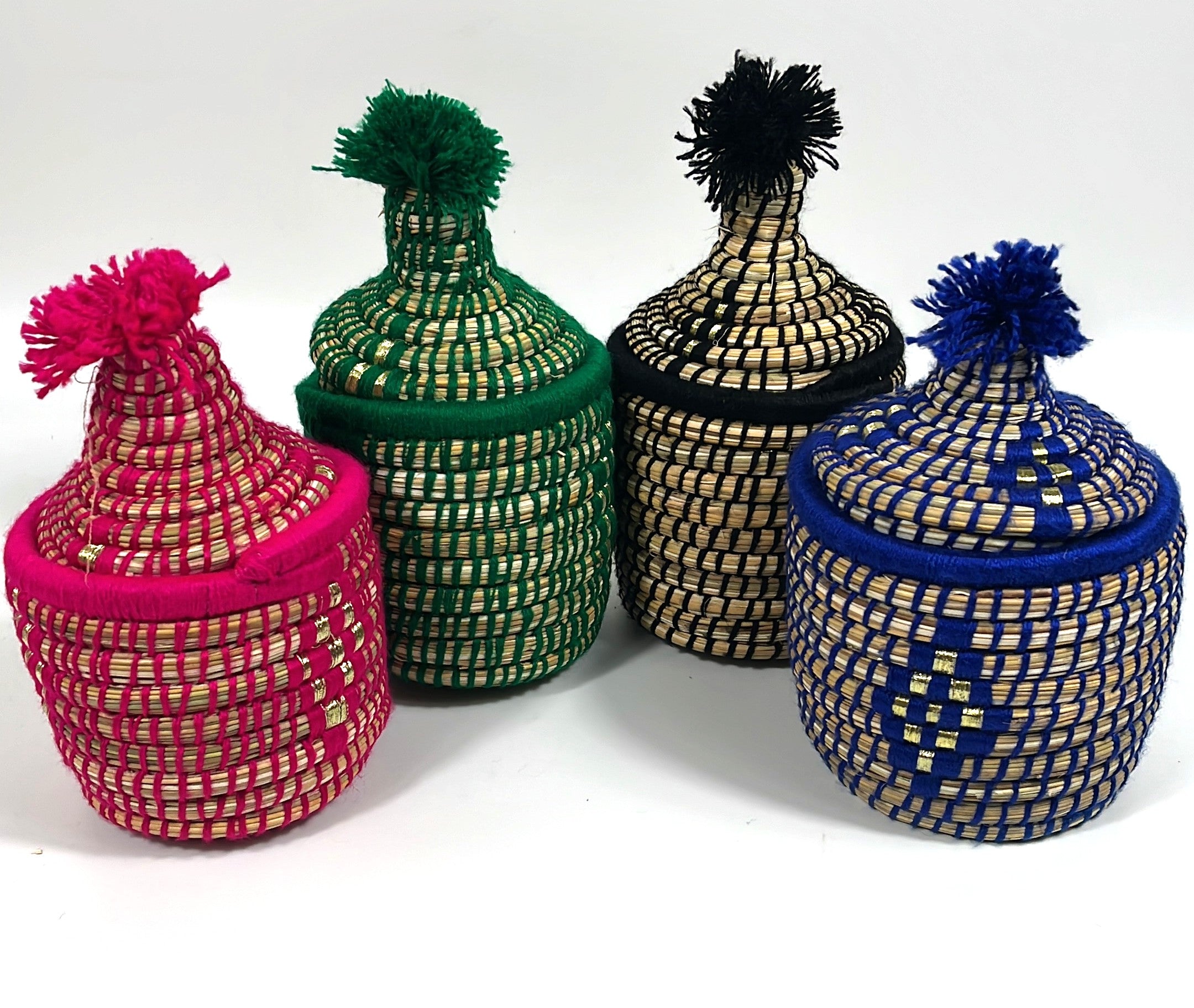 Moroccan Handmade Mini Baskets with Lid – Jarapa