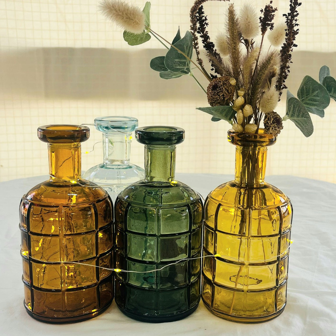 Recycled Glass Graphic Bottle Vase 19cm