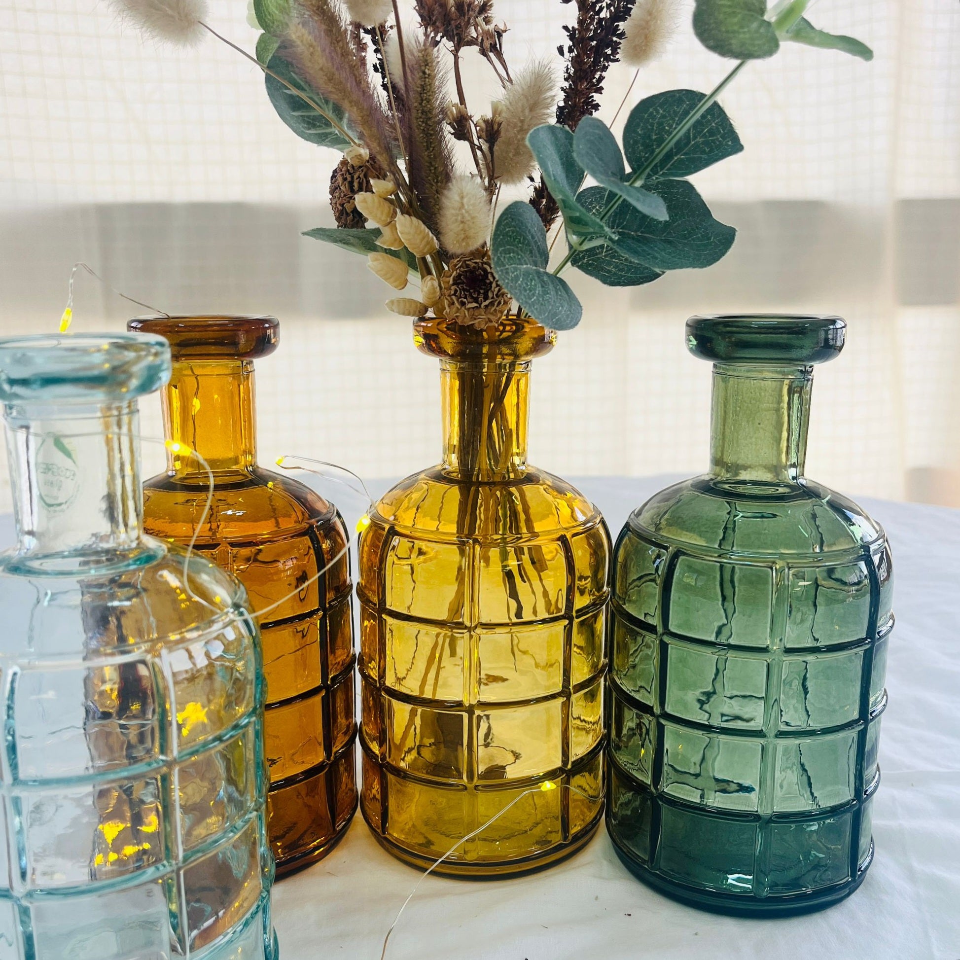 Recycled Glass Graphic Bottle Vase 19cm