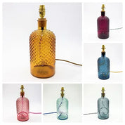 34cm Recycled Glass Diamond Bottle Lamp (Warm Colours)