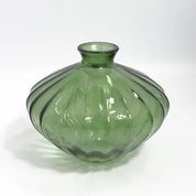 Recycled Glass Fluted Ellipse Vase 14cm