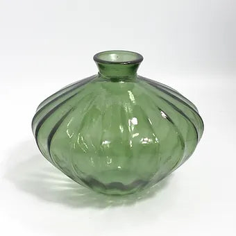 Recycled Glass Fluted Ellipse Vase 14cm