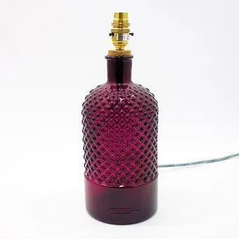 Recycled Glass Diamond Bottle Lamp (Warm Colours) 34cm