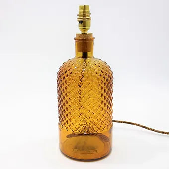 Recycled Glass Diamond Bottle Lamp (Warm Colours) 34cm