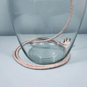 64cm Chrome Top Blown Recycled Glass Lamp