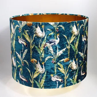 Teal Crane Velvet Shade