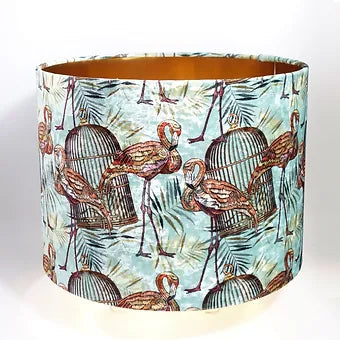 Luxury "Sea Green Flamingo" Velvet Drum Shade 8" or 10"