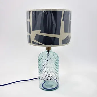 34cm Recycled Glass Diamond Bottle Lamp (Cool Colours)