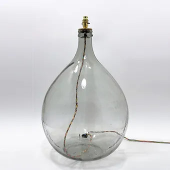 Very Large Recycled Glass Carboy Lamp Soft Grey