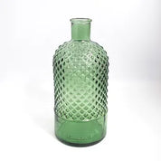 Recycled Glass Diamond Pattern Bottle Vase 22cm