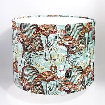 Luxury "Sea Green Flamingo" Velvet Drum Shade 8" or 10"