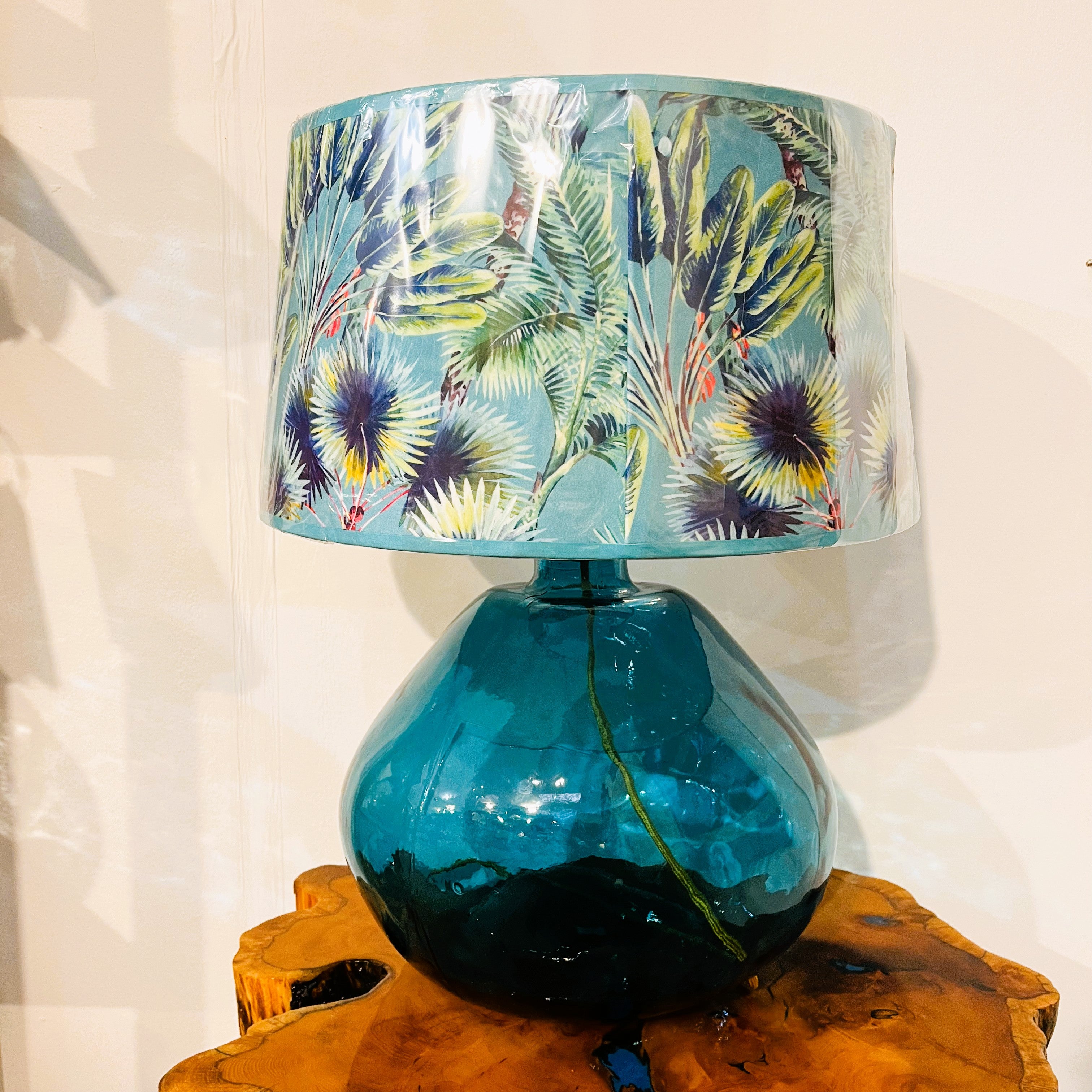 Simplicity Recycled Glass Lamp (Cool Colours) 39cm