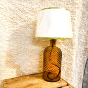 34cm Recycled Glass Diamond Bottle Lamp (Warm Colours)