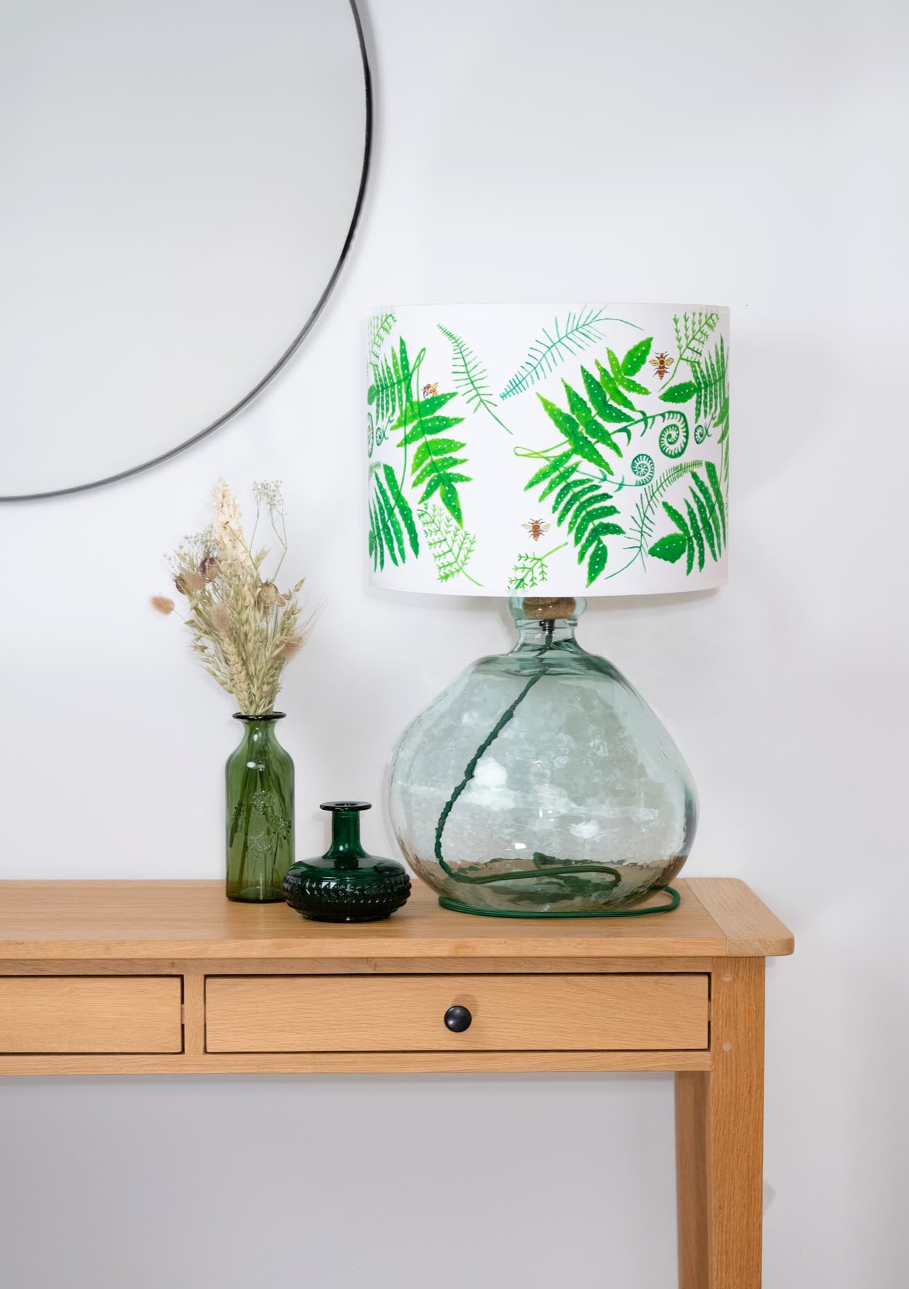 Fern & Bee Printed Drum Shade