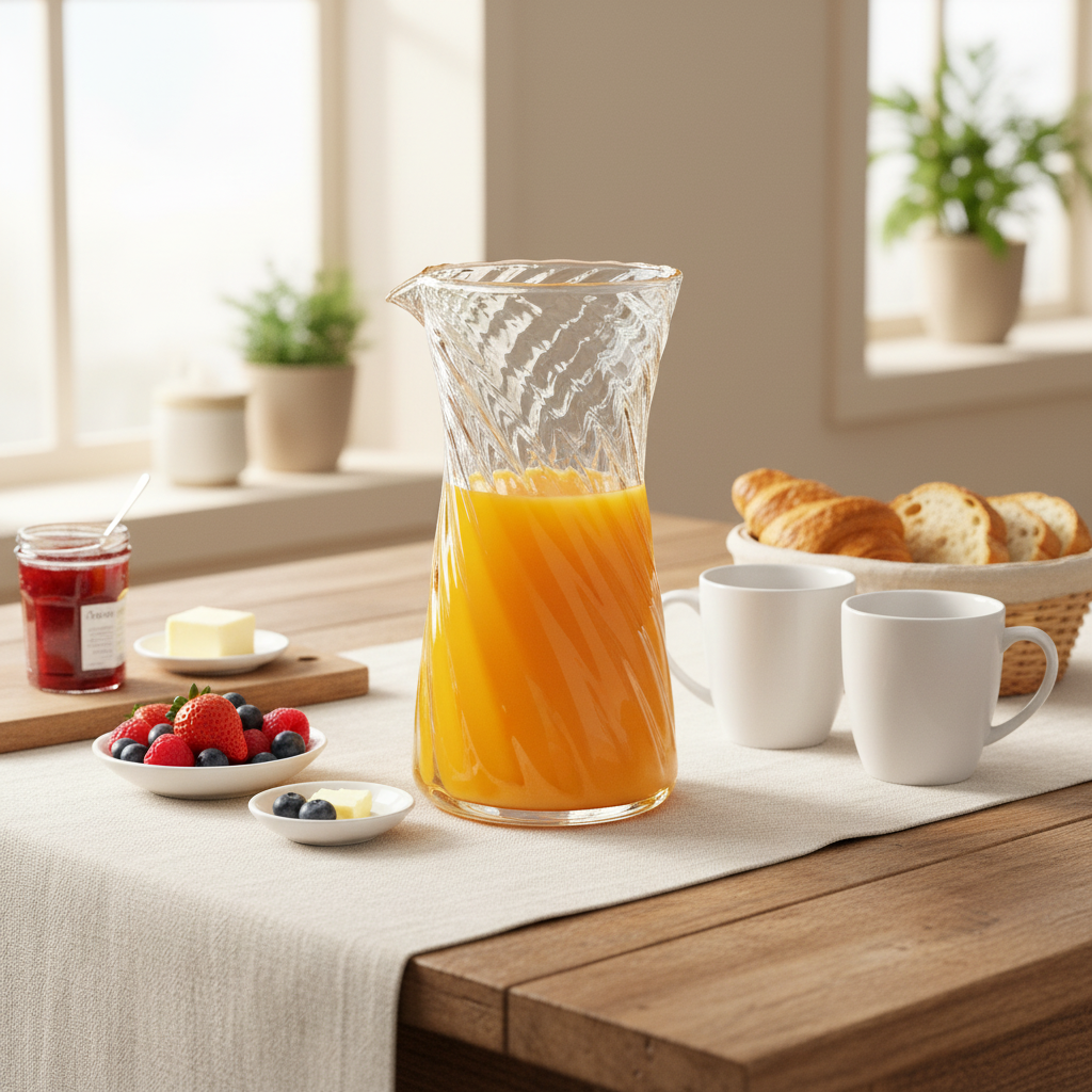 Moroccan Handmade Recycled Glass Twist Carafe - 1 Litre