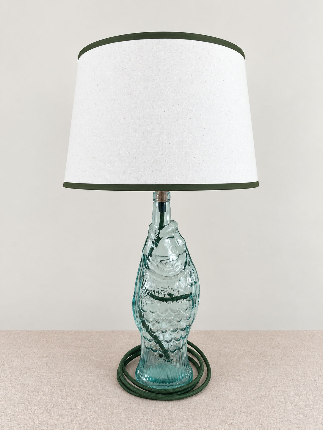 Recycled Glass Fish Table Lamp 39cm