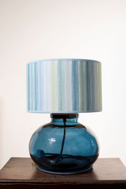 Blue Stripe Linen Drum Shade