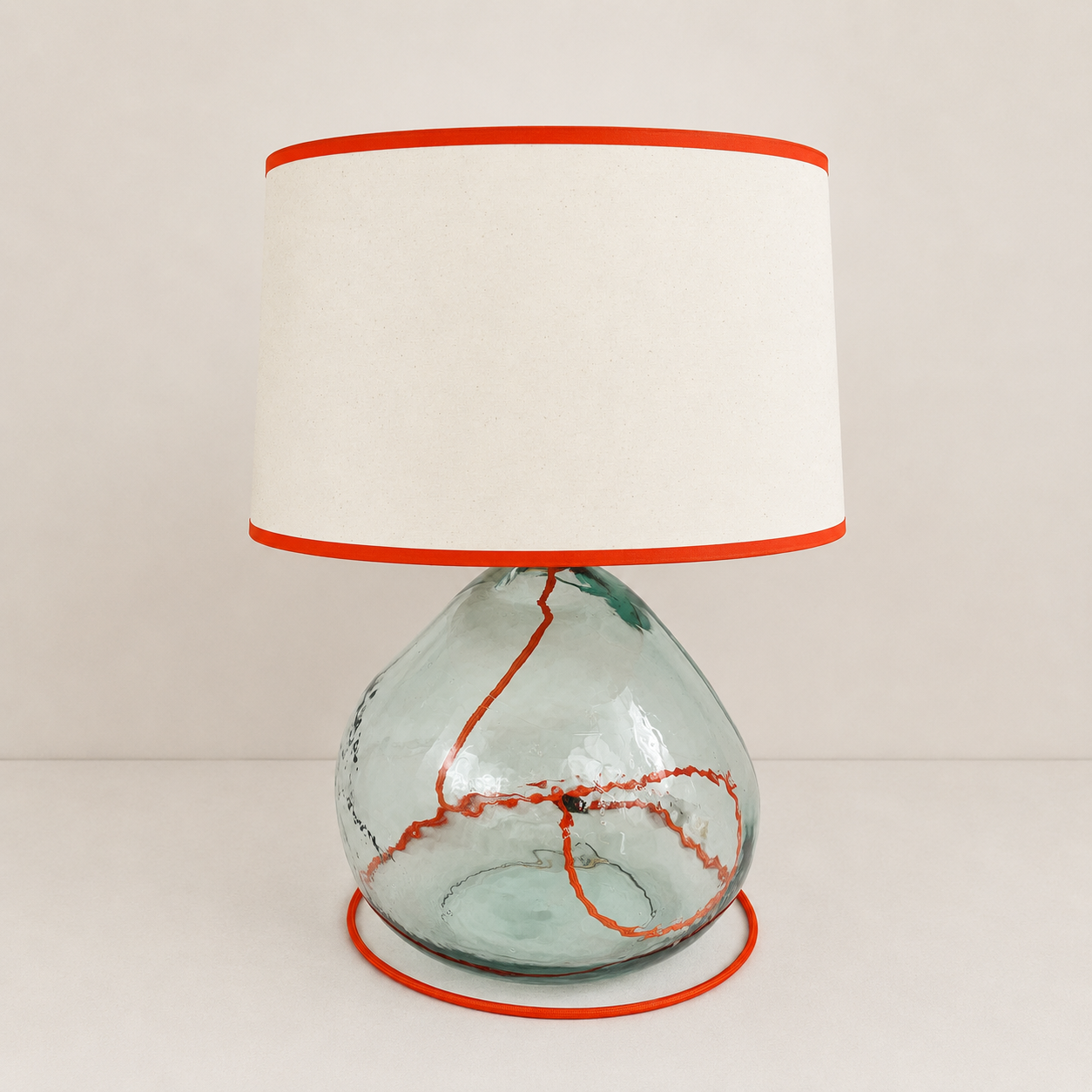 Simplicity Recycled Glass 39cm Lamp and Shade Set Bundle