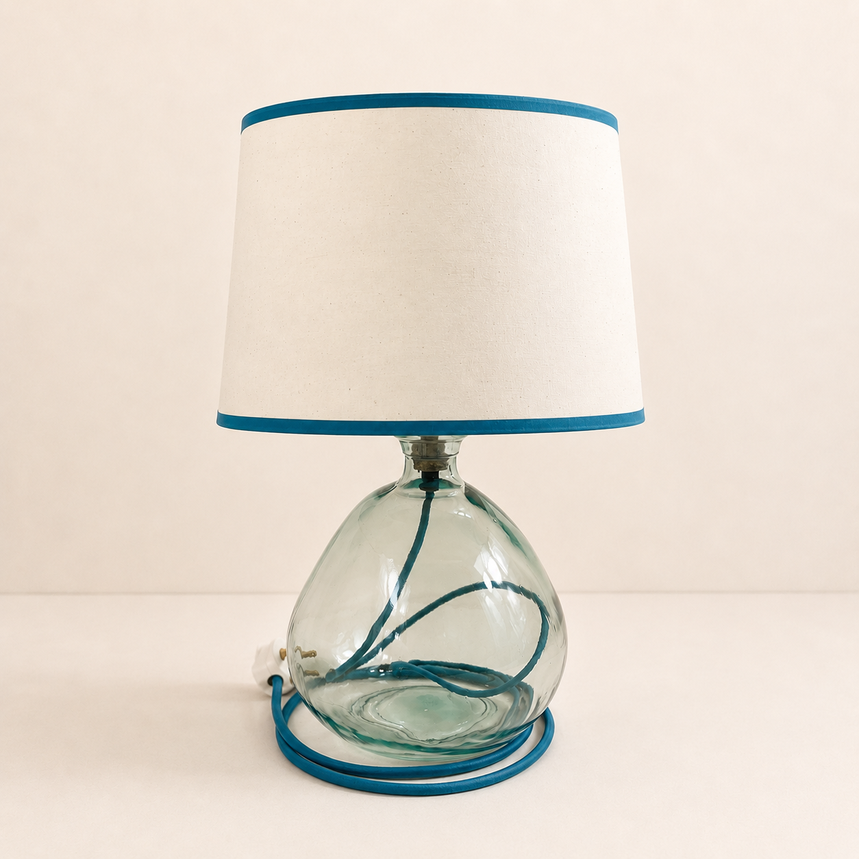 Simplicity Recycled Glass 29cm Lamp and Shade Set Bundle
