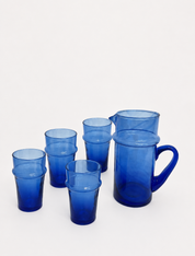 Moroccan Recycled Glass Jug and Tumbler Bundle Set