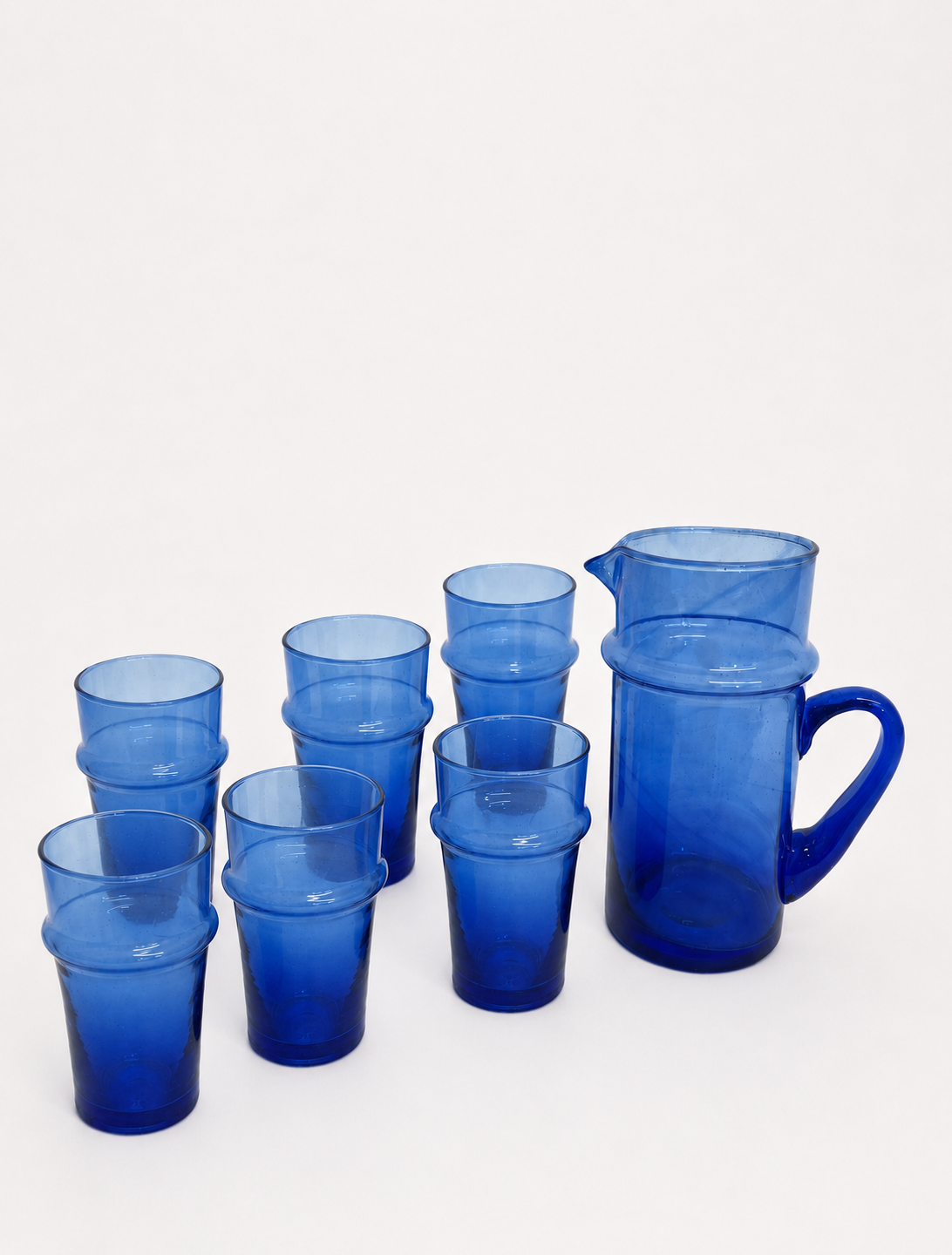 Moroccan Recycled Glass Jug and Tumbler Bundle Set