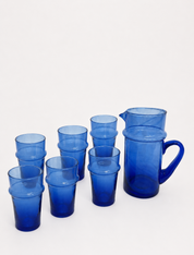 Moroccan Recycled Glass Jug and Tumbler Bundle Set