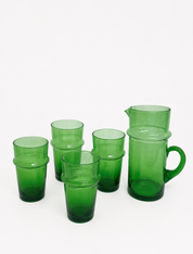 Moroccan Recycled Glass Jug and Tumbler Bundle Set