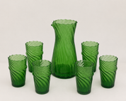 Moroccan Handmade Recycled Glass Twist Carafe and Tumbler Bundle Set