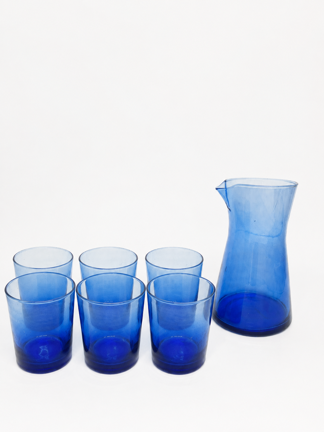 Moroccan Handmade Recycled Glass Carafe & Tumbler Bundle Set