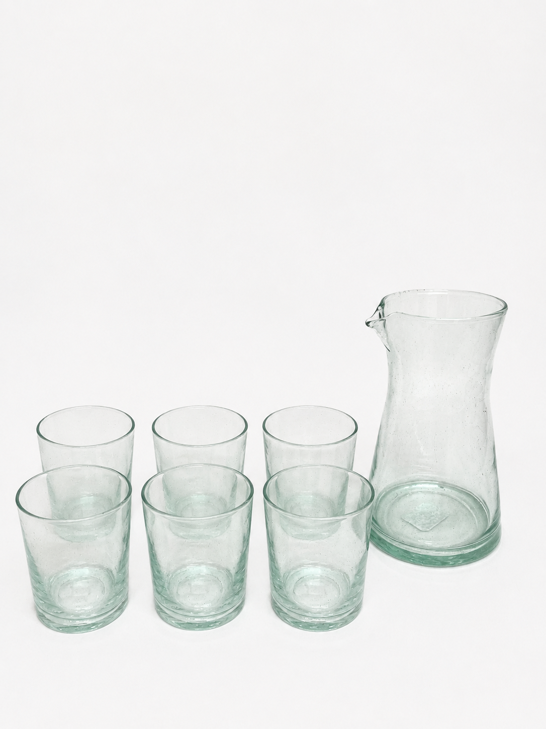 Moroccan Handmade Recycled Glass Carafe & Tumbler Bundle Set
