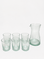 Moroccan Handmade Recycled Glass Carafe & Tumbler Bundle Set