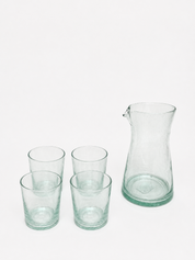 Moroccan Handmade Recycled Glass Carafe & Tumbler Bundle Set