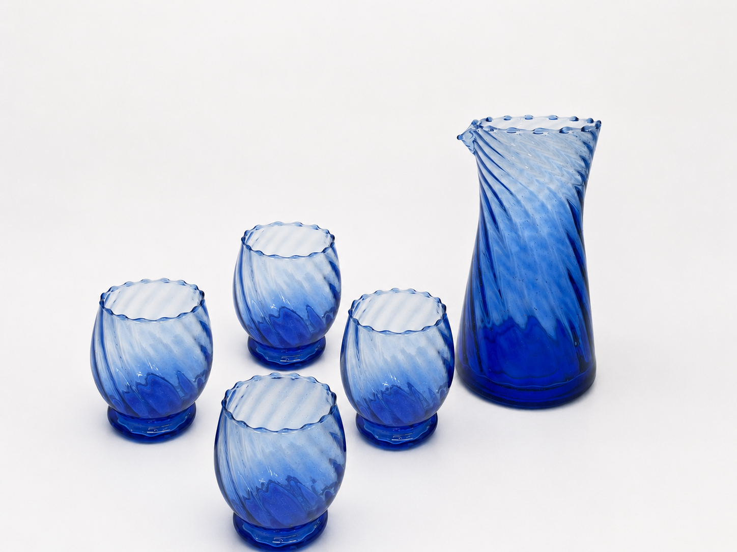 Moroccan Handmade Recycled Glass Twist Carafe & Bundle Set