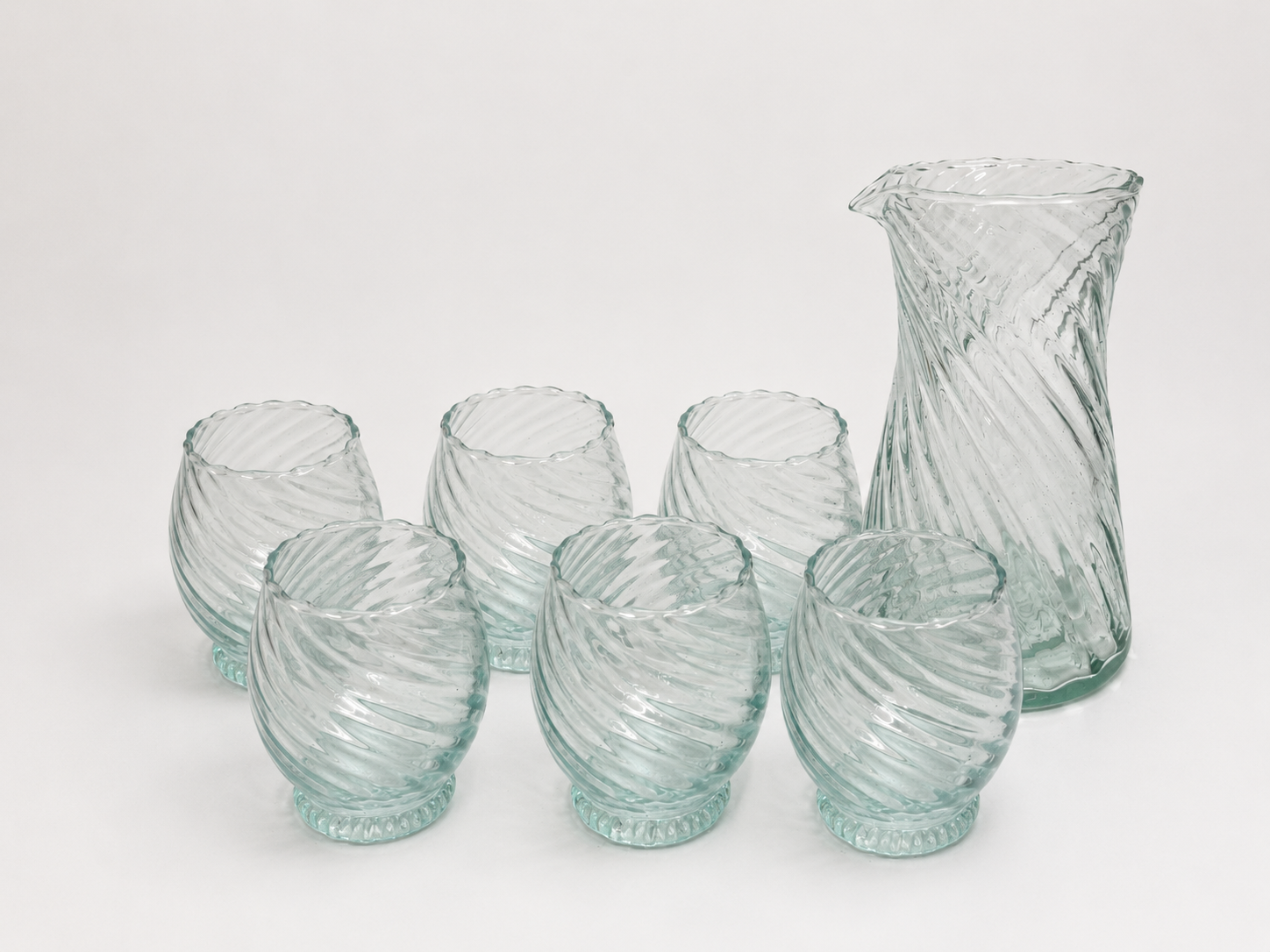 Moroccan Handmade Recycled Glass Twist Carafe & Bundle Set